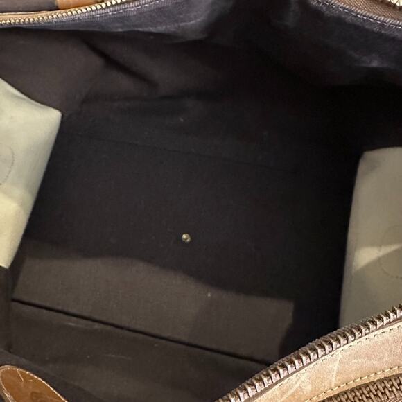 Brahmin Weekender Men's Leather Canvas Bag Brown Pockets Handle Messenger Bag - Picture 7 of 9